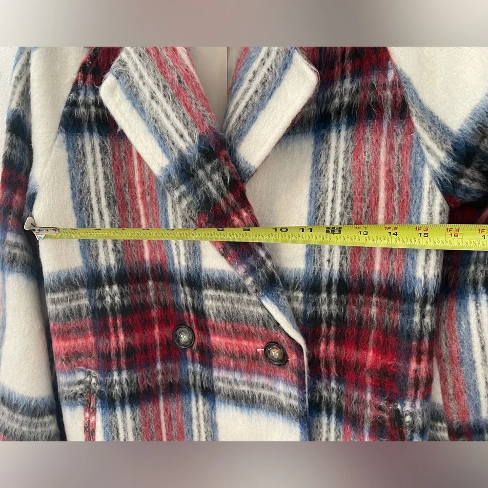 ASOS Red and Blue Plaid Trench Coat - Picture 15 of 16